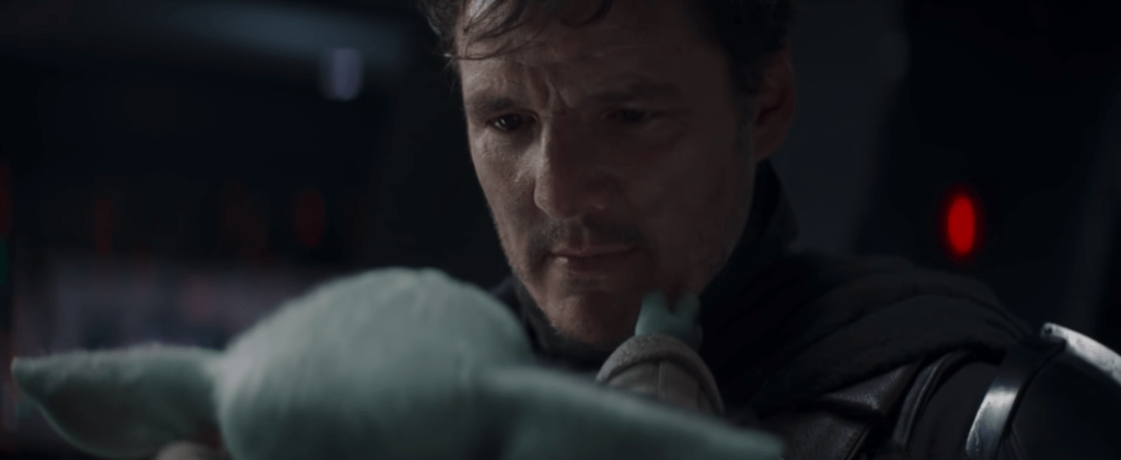 Unmasked Mando and Grogu